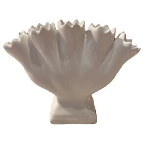 Vintage White Ceramic 5 Finger Vase Made In Portugal 4.25x5”RIPA Alcobaca # 304